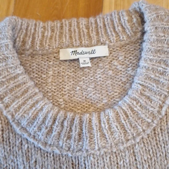 Madewell Oversized Knit Alpaca Cotton Blend Sweater Womens Size Medium Tan - Picture 7 of 10